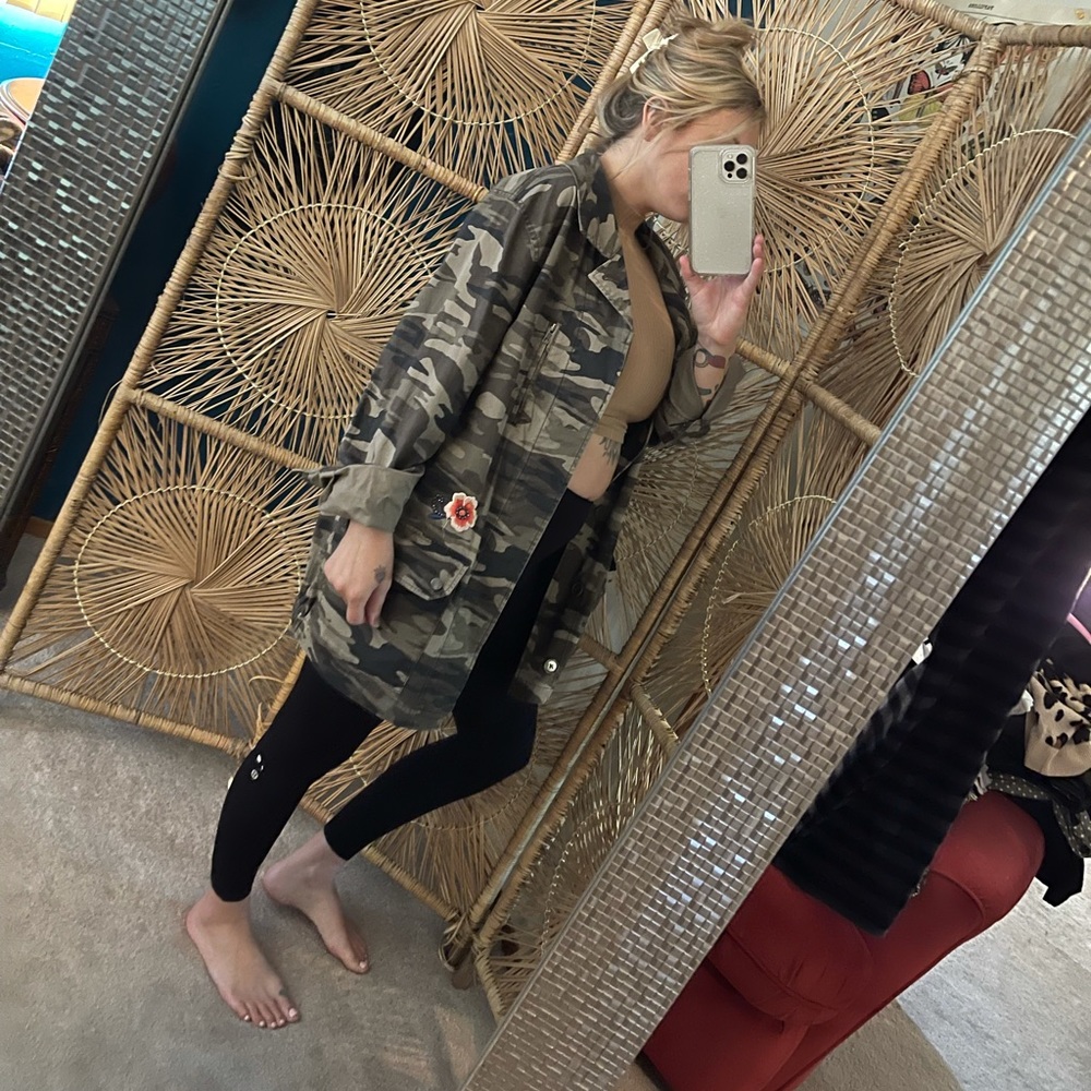 Express floral beaded camo jacket